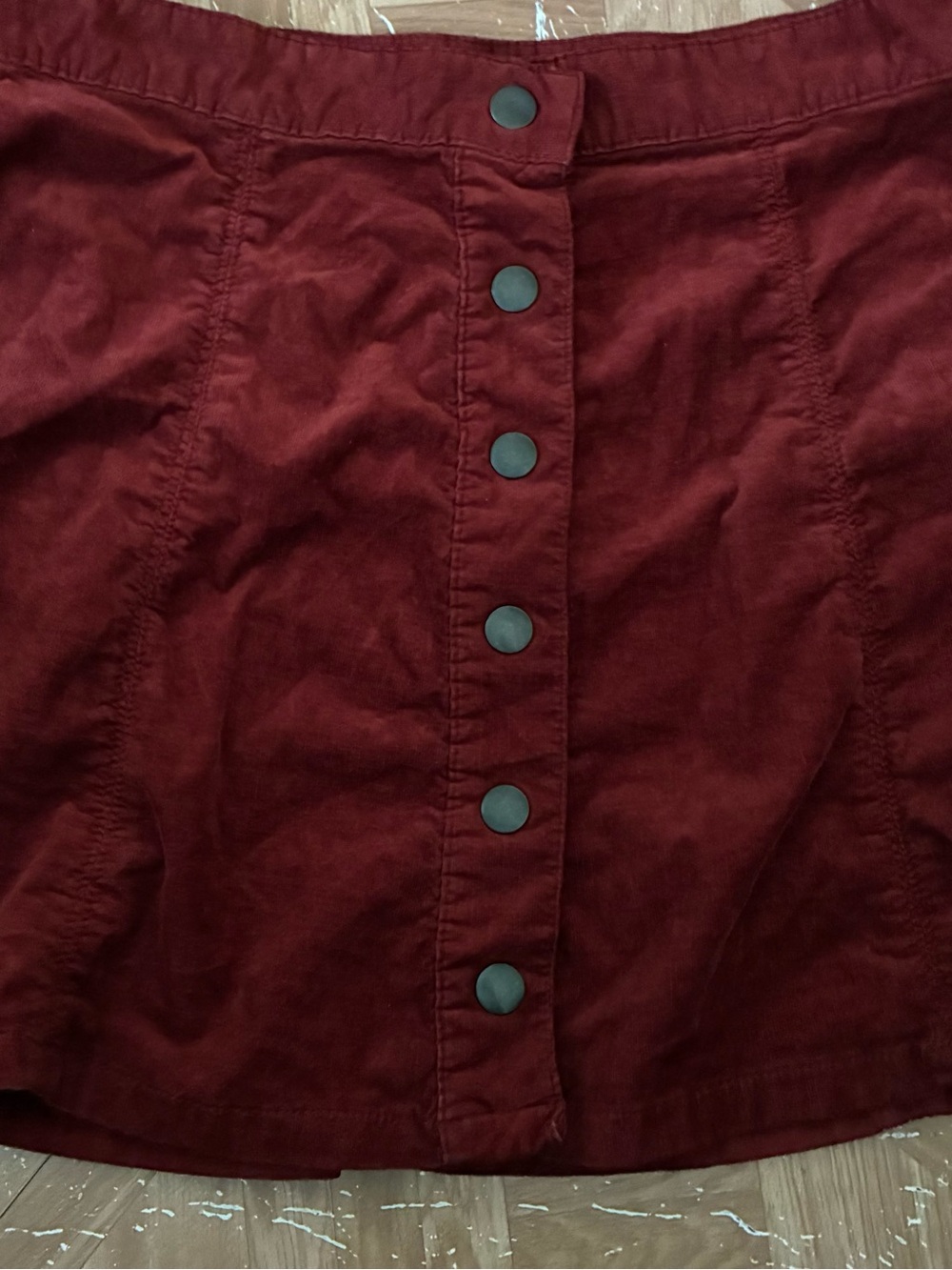 American Eagle Outfitters Button-Front Burgundy Mini Skirt